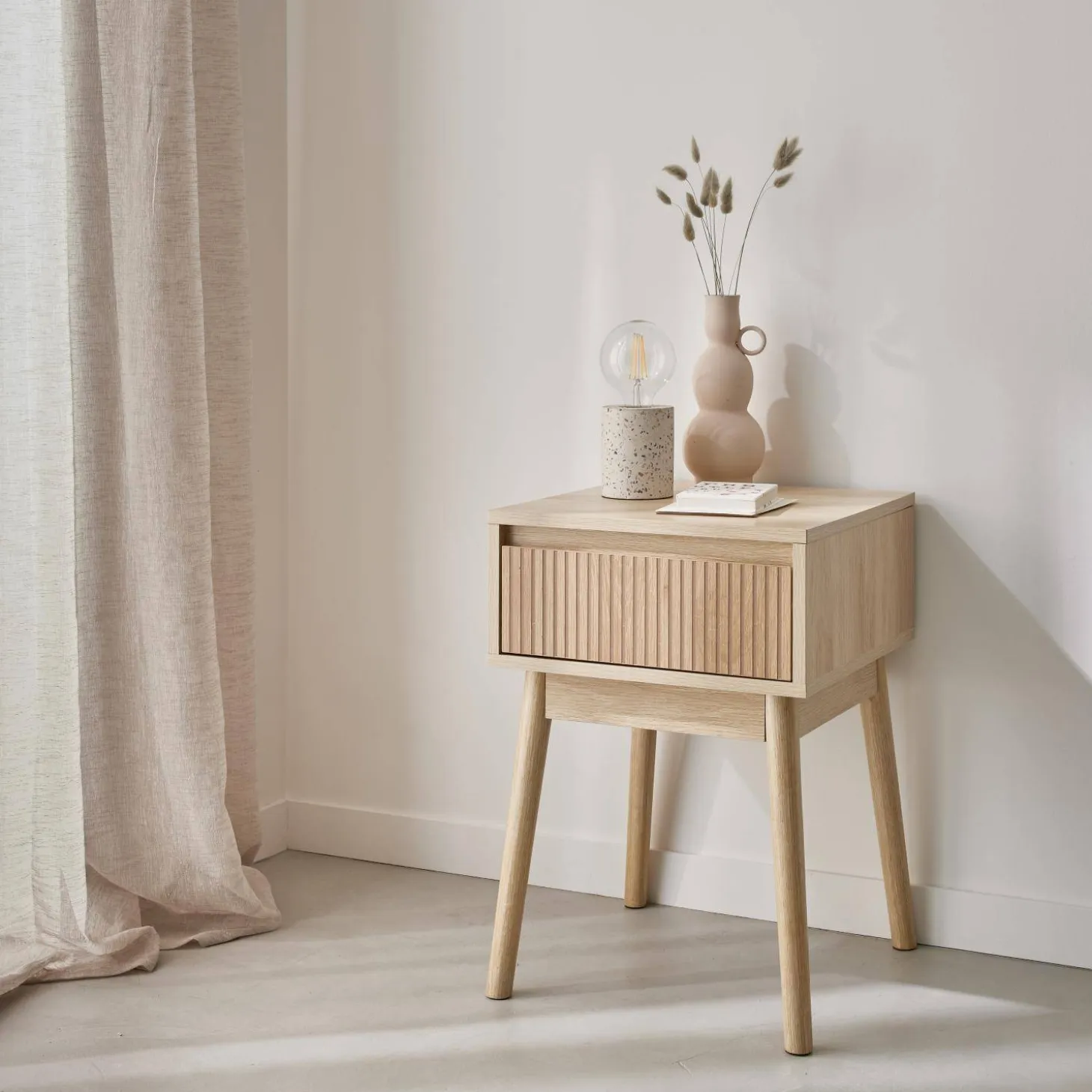 Nachtkastje houtdecor 1 lade