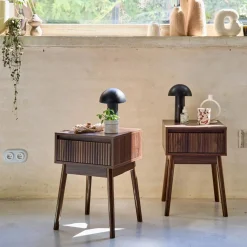 Nachtkastje hout decor 1 lade (set van 2)