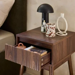 Nachtkastje hout decor 1 lade (set van 2)