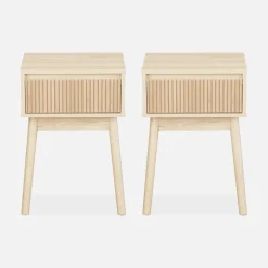 Nachtkastje hout decor 1 lade (set van 2)