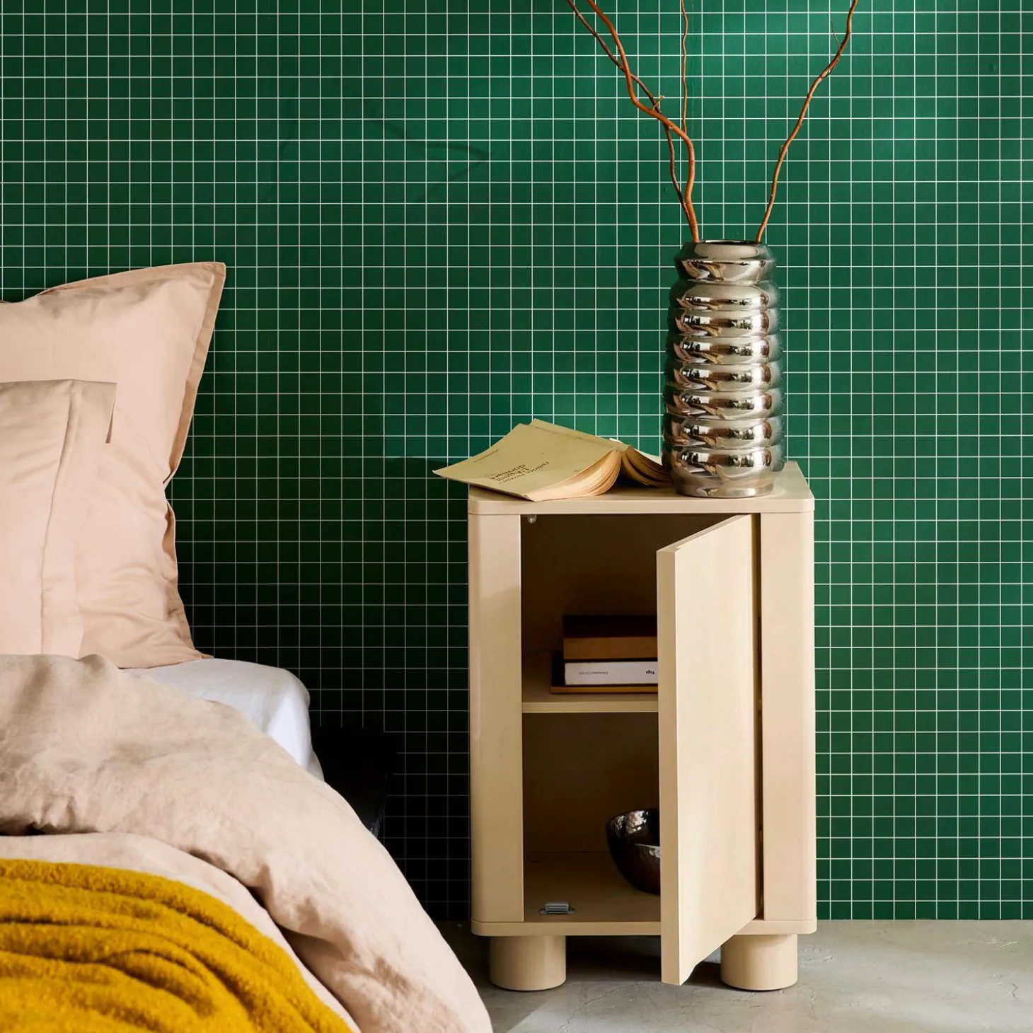 Nachtkastje houtdecor 1 omkeerbare deur