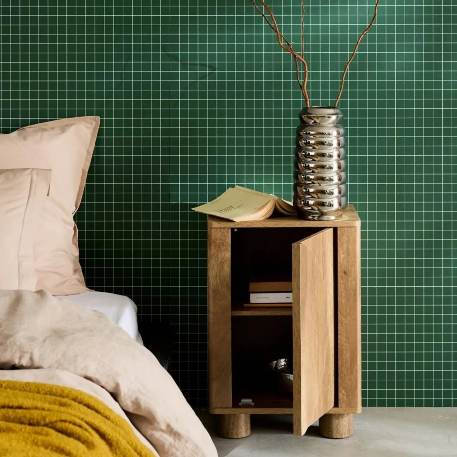 Nachtkastje houtdecor 1 omkeerbare deur