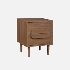 Nachtkastje houtdecor vintage 2 lades