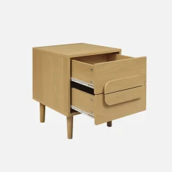 Nachtkastje houtdecor vintage 2 lades