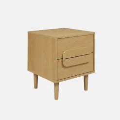 Nachtkastje houtdecor vintage 2 lades