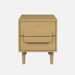 Nachtkastje houtdecor vintage 2 lades