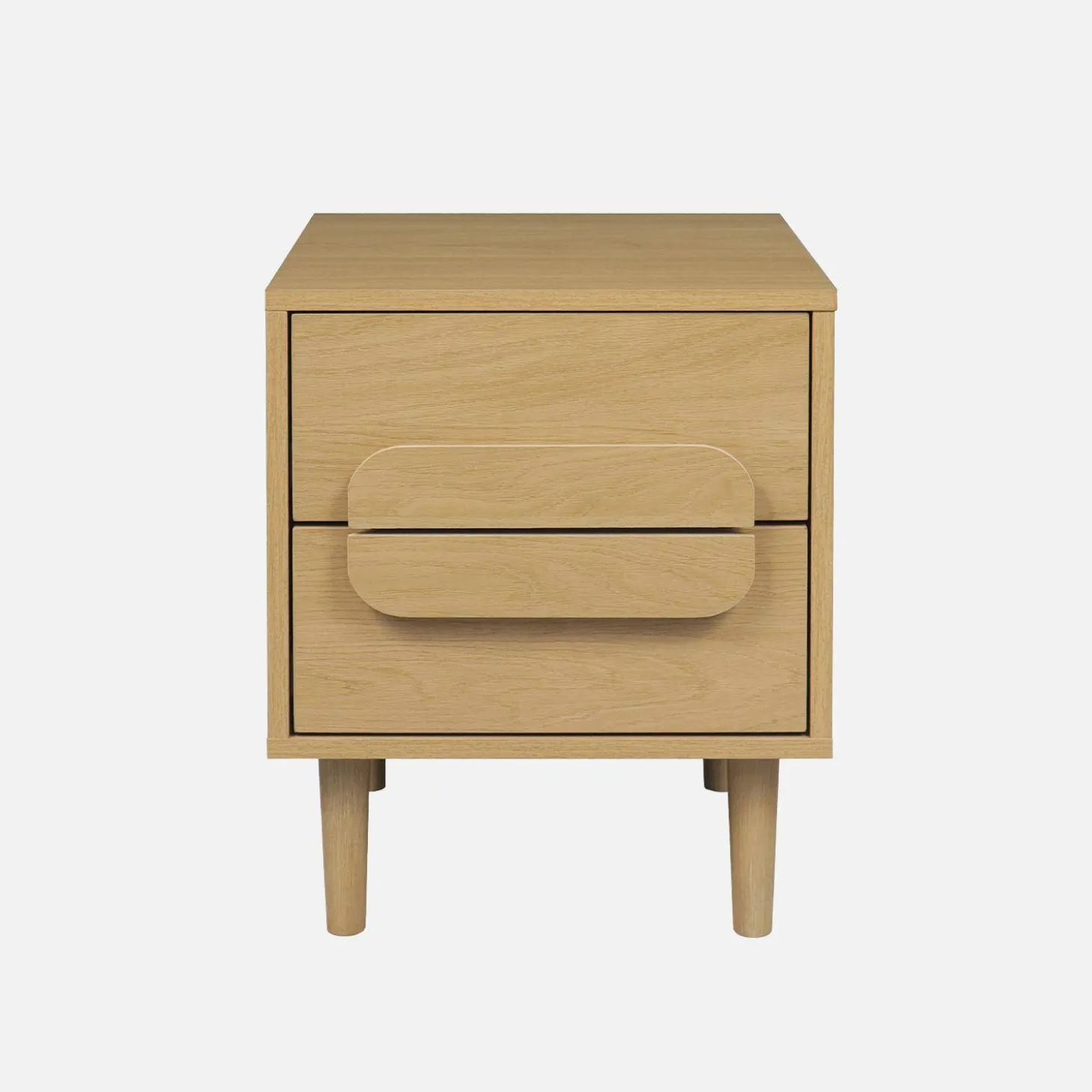 Nachtkastje houtdecor vintage 2 lades