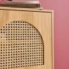 Nachtkastje houteffect en vlechtwerk 1 deur