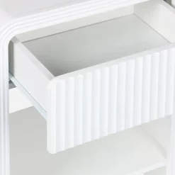 Nachtkastje met gegroefd houteffect, 1 lade, 1 plank (set van 2)