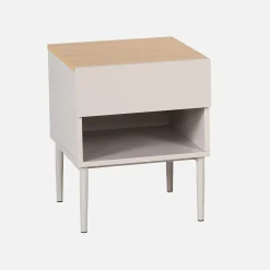 Nachtkastje met lade en nisje metaal en houtdecor
