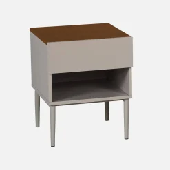 Nachtkastje met lade en nisje metaal en houtdecor
