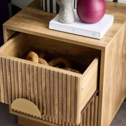 Nachtkastje met mangohoutmotief en 2 laden (set van 2)