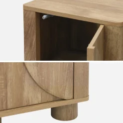 Nachtkastjes houtdecor 1 omkeerbare deur (set van 2)
