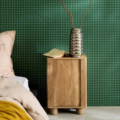 Nachtkastjes houtdecor 1 omkeerbare deur (set van 2)