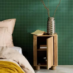 Nachtkastjes houtdecor 1 omkeerbare deur (set van 2)
