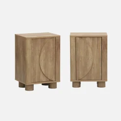 Nachtkastjes houtdecor 1 omkeerbare deur (set van 2)