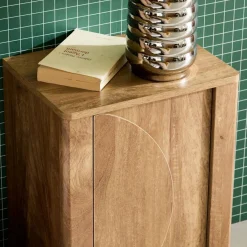Nachtkastjes houtdecor 1 omkeerbare deur (set van 2)