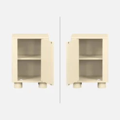 Nachtkastjes houtdecor 1 omkeerbare deur (set van 2)