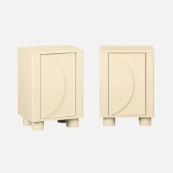Nachtkastjes houtdecor 1 omkeerbare deur (set van 2)