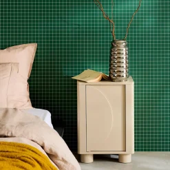 Nachtkastjes houtdecor 1 omkeerbare deur (set van 2)