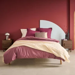 Nachtkastjes houtdecor vintage 2 lades (set van 2)