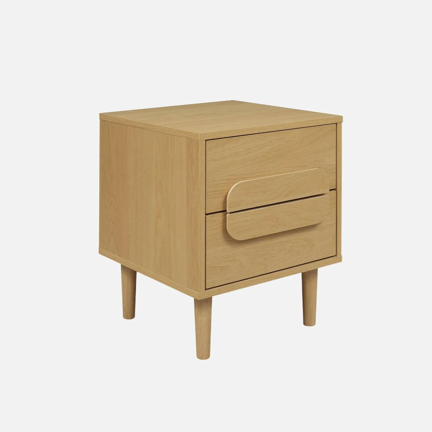 Nachtkastjes houtdecor vintage 2 lades (set van 2)