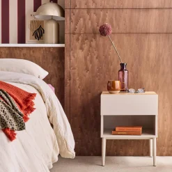 Nachtkastjes met lade en nisje metaal en houtdecor (set van 2)