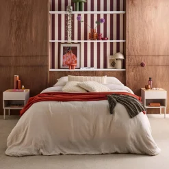 Nachtkastjes met lade en nisje metaal en houtdecor (set van 2)