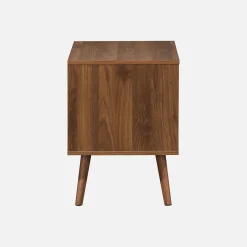 Nachtkastje van walnoot gebeitst hout, 2 laden (set van 2)