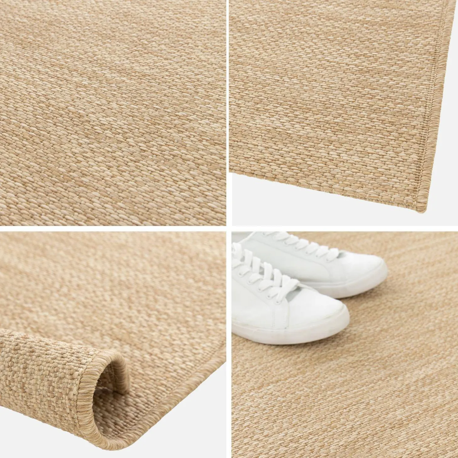 Natuurlijk jute-effect vloerkleed voor binnen en buiten