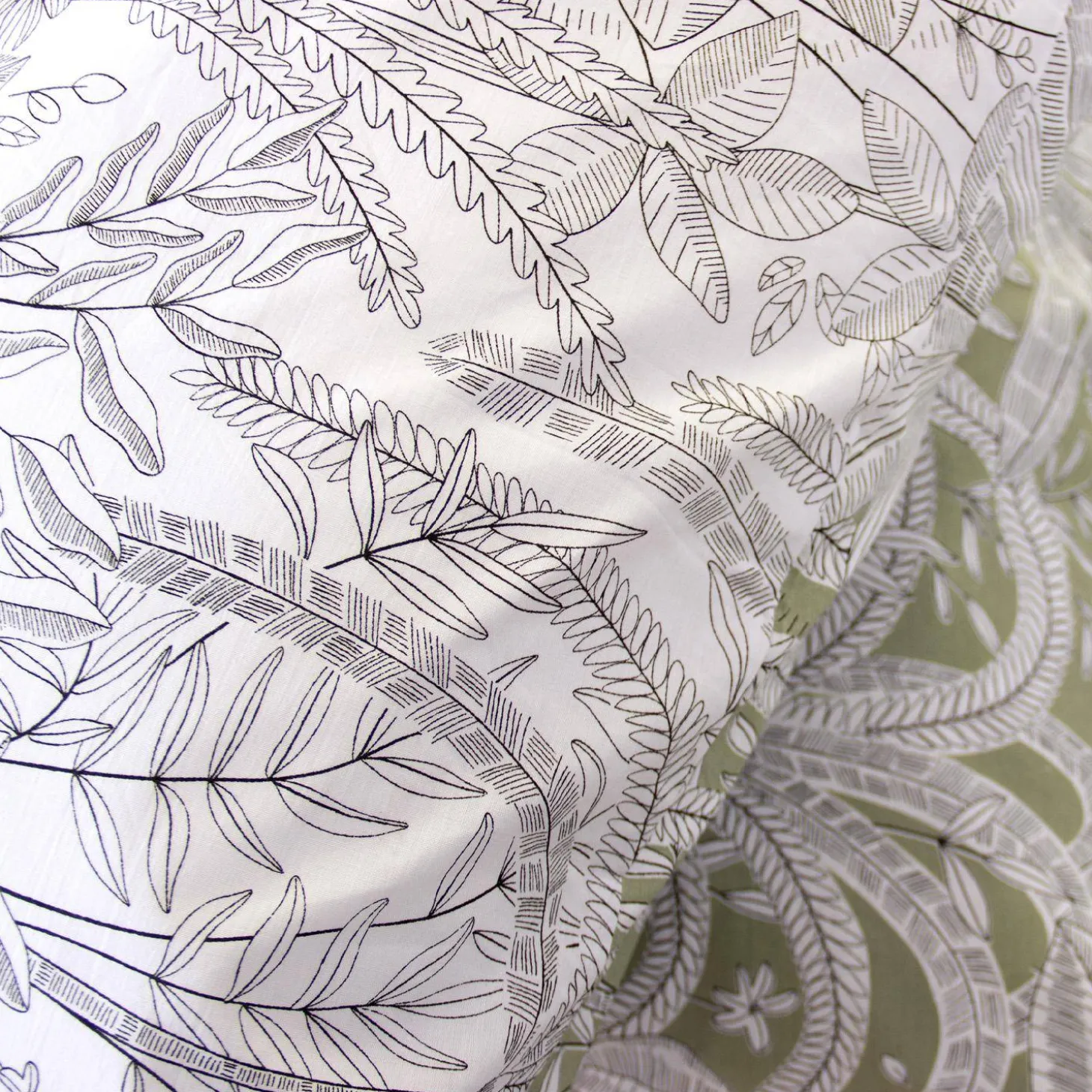 Omkeerbaar tweepersoons dekbedovertrek met plantenprint