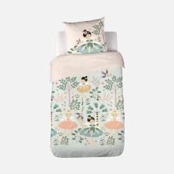 Omkeerbare dekbedset 1-persoons met eenhoorn/dans thema 140x200cm