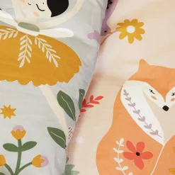 Omkeerbare dekbedset 1-persoons met eenhoorn/dans thema 140x200cm