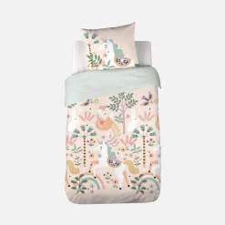 Omkeerbare dekbedset 1-persoons met eenhoorn/dans thema 140x200cm