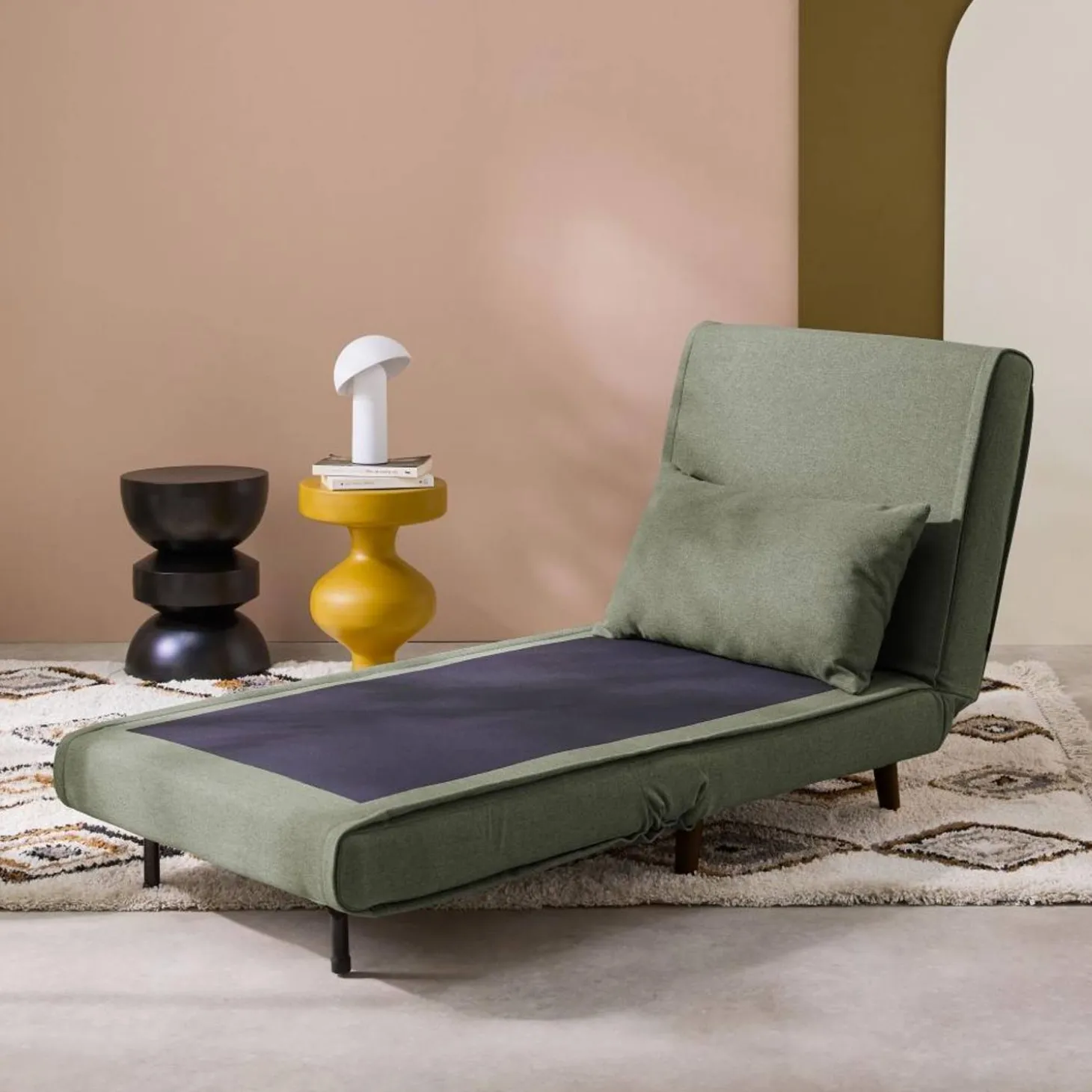 Omvormbare fauteuil stof houten frame 1 zitplaats