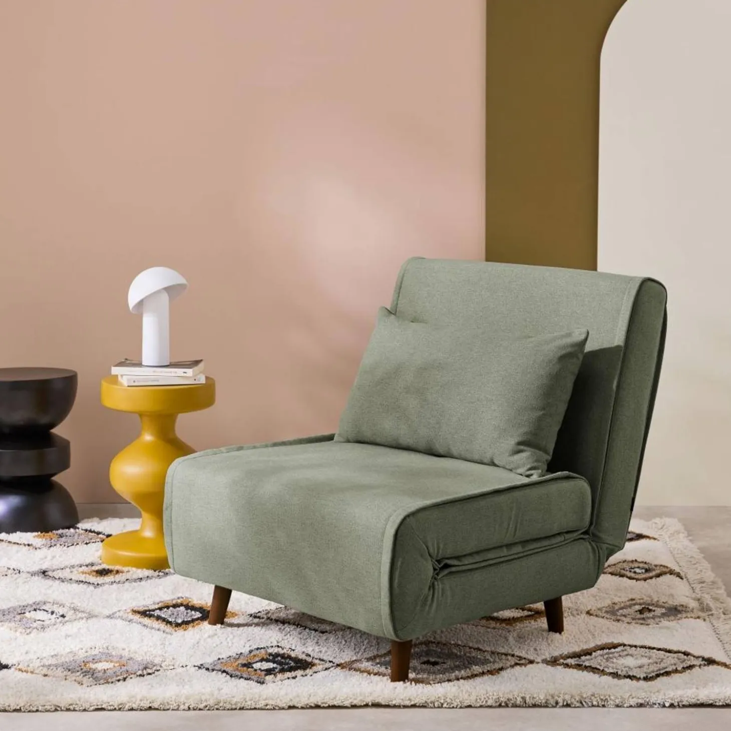 Omvormbare fauteuil stof houten frame 1 zitplaats