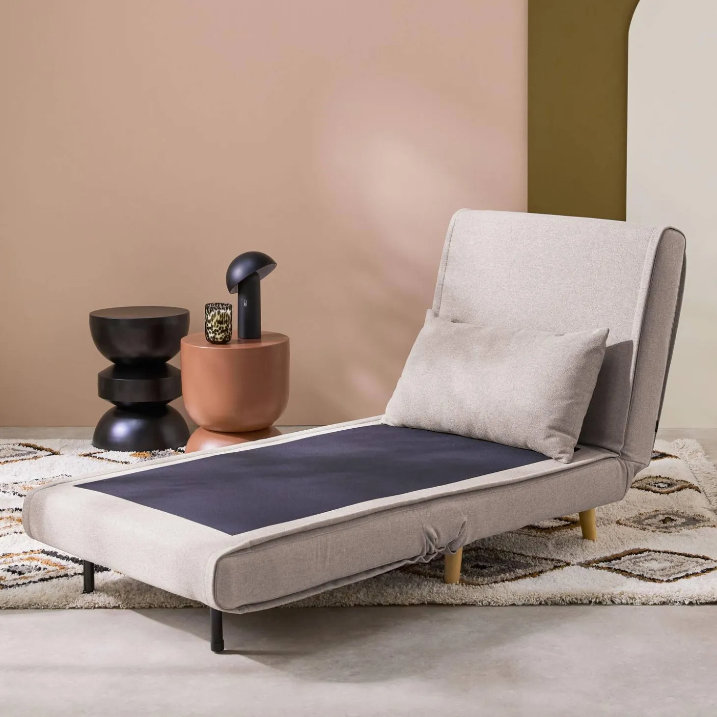 Omvormbare fauteuil stof houten frame 1 zitplaats