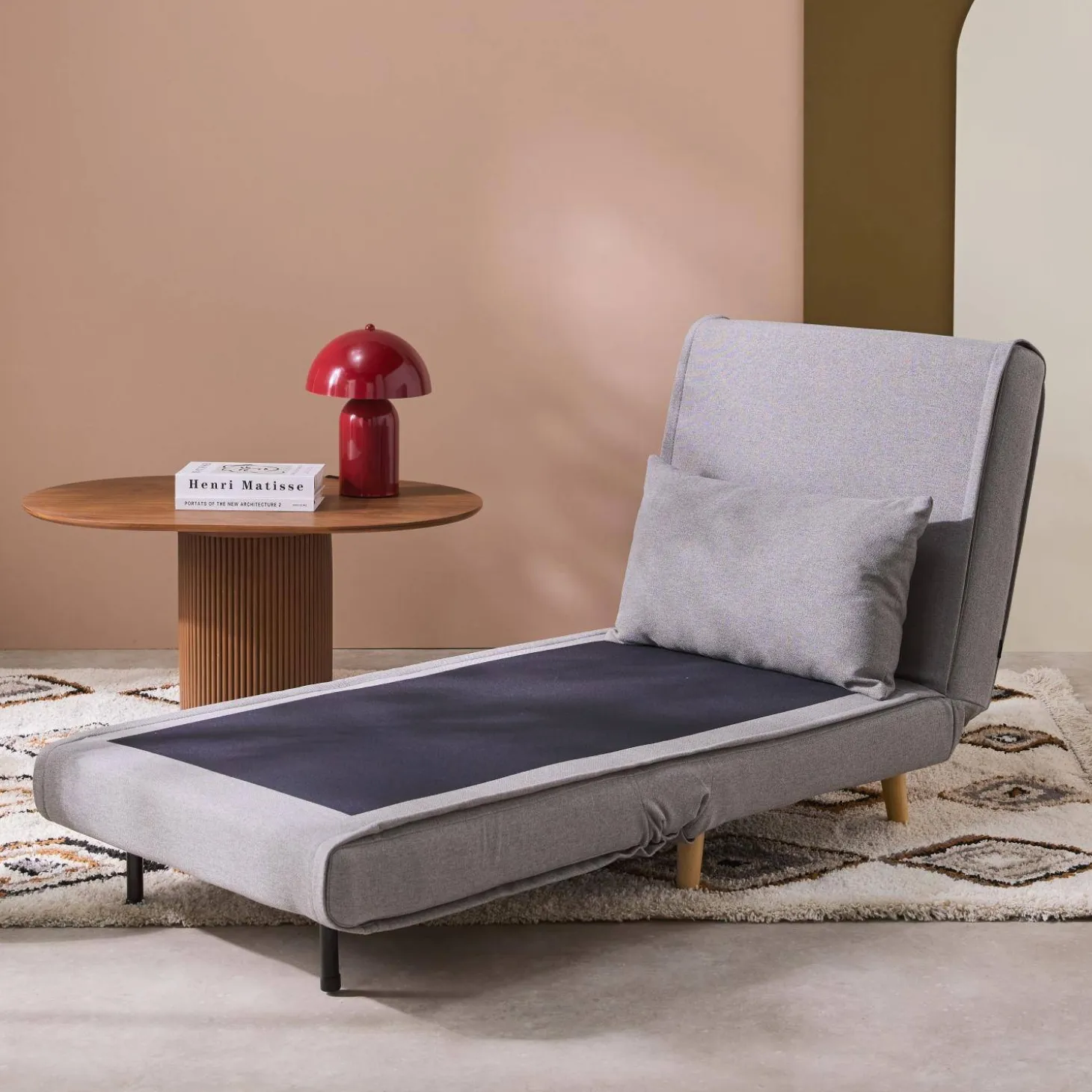 Omvormbare fauteuil stof houten frame 1 zitplaats