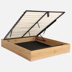 Opbergbed met lattenbodem 160x200cm houtdecor 2-persoons
