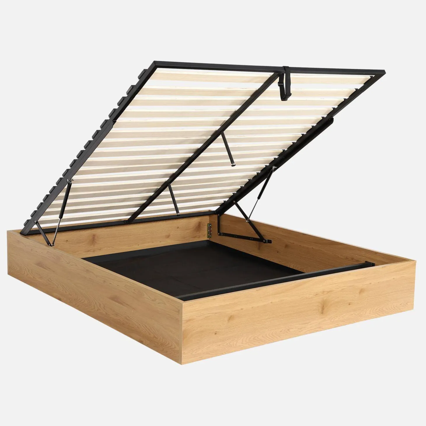 Opbergbed met lattenbodem 160x200cm houtdecor 2-persoons