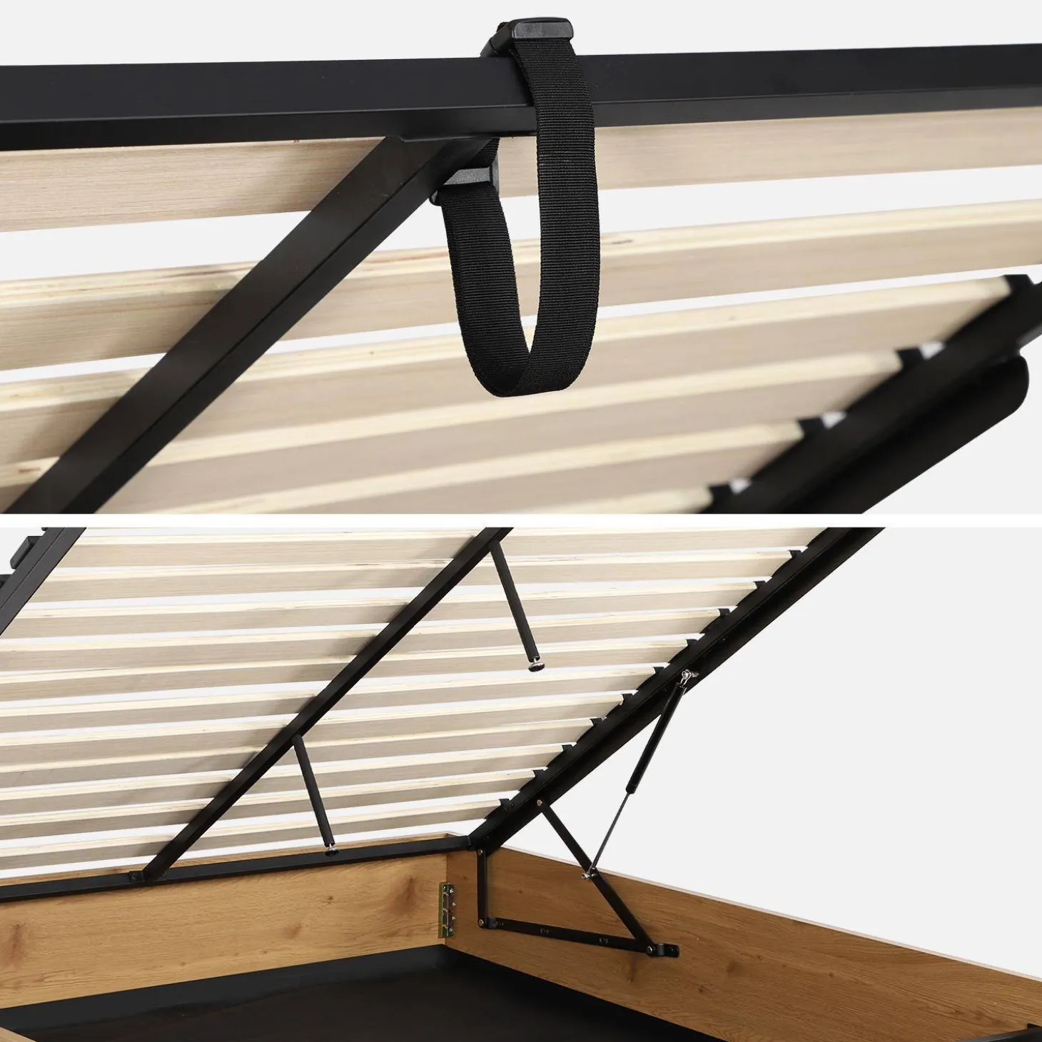 Opbergbed met lattenbodem 160x200cm houtdecor 2-persoons