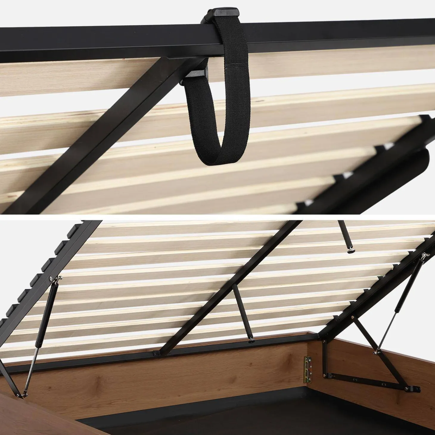 Opbergbed met lattenbodem 160x200cm houtdecor 2-persoons