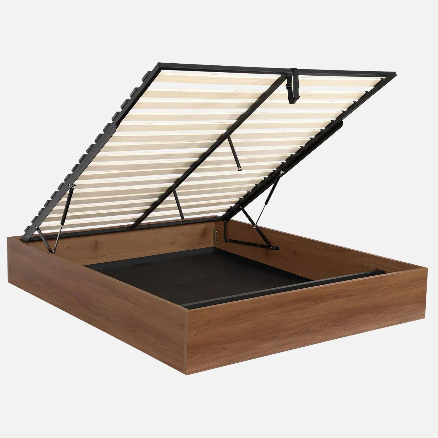 Opbergbed met lattenbodem 160x200cm houtdecor 2-persoons