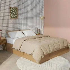 Opbergbed met lattenbodem 140x190cm houtdecor 2-persoons