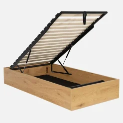 Opbergbed met lattenbodem 90x190cm houtdecor 1-persoons