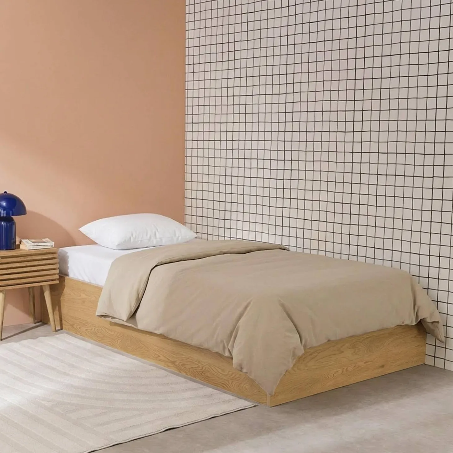 Opbergbed met lattenbodem 90x190cm houtdecor 1-persoons