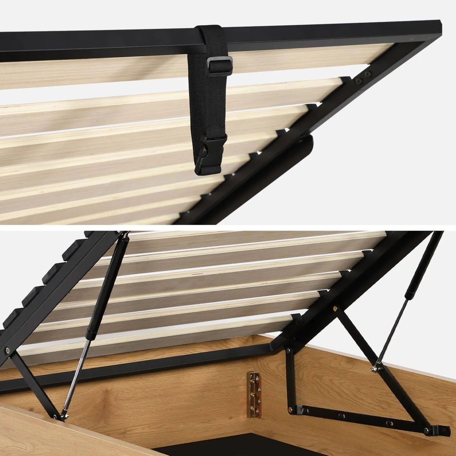 Opbergbed met lattenbodem 90x190cm houtdecor 1-persoons