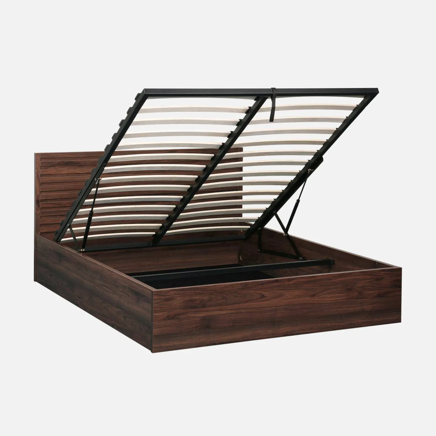 Opbergbed 140x190cm met lattenbodem en hoofdbord houtdecor