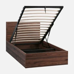 Opbergbed 90x190cm met lattenbodem en hoofdbord houtdecor