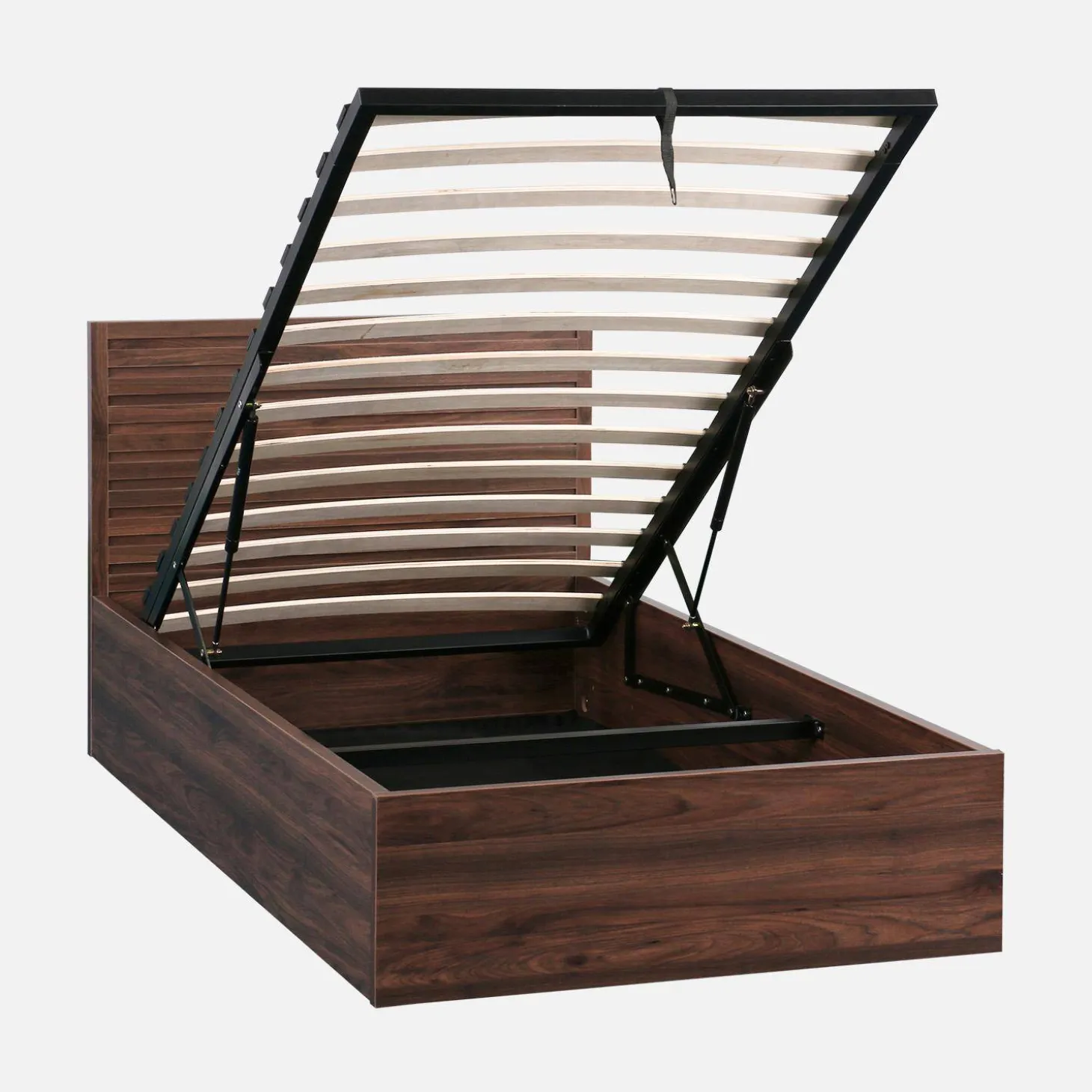 Opbergbed 90x190cm met lattenbodem en hoofdbord houtdecor